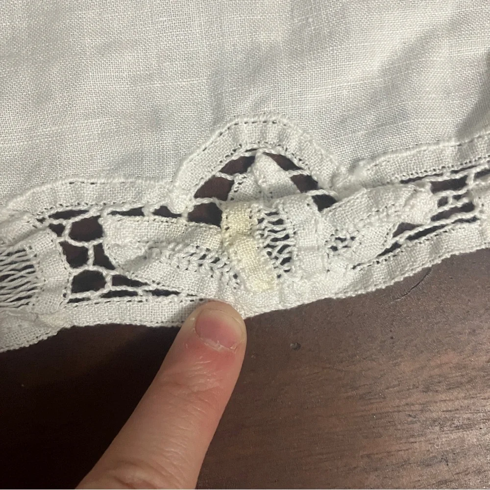Set of 3 Vintage Cotton placemats with Battenburg Lace Edging